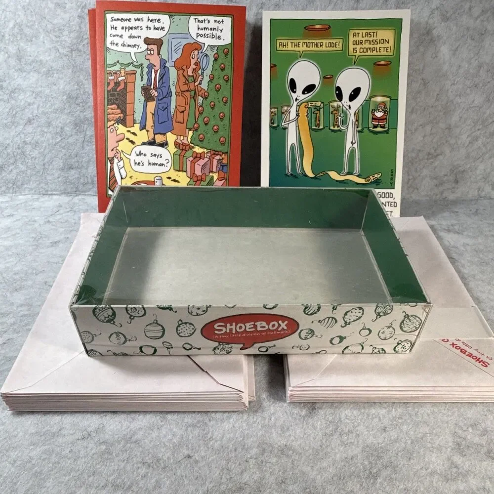 Vintage 1990’s Shoebox Christmas Greeting Cards 15 of X-Files & 9 of The Grays